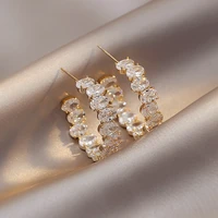 high grade zircon c shaped earrings temperament new fashion jewelry delicate circle earings bijoux wholesale