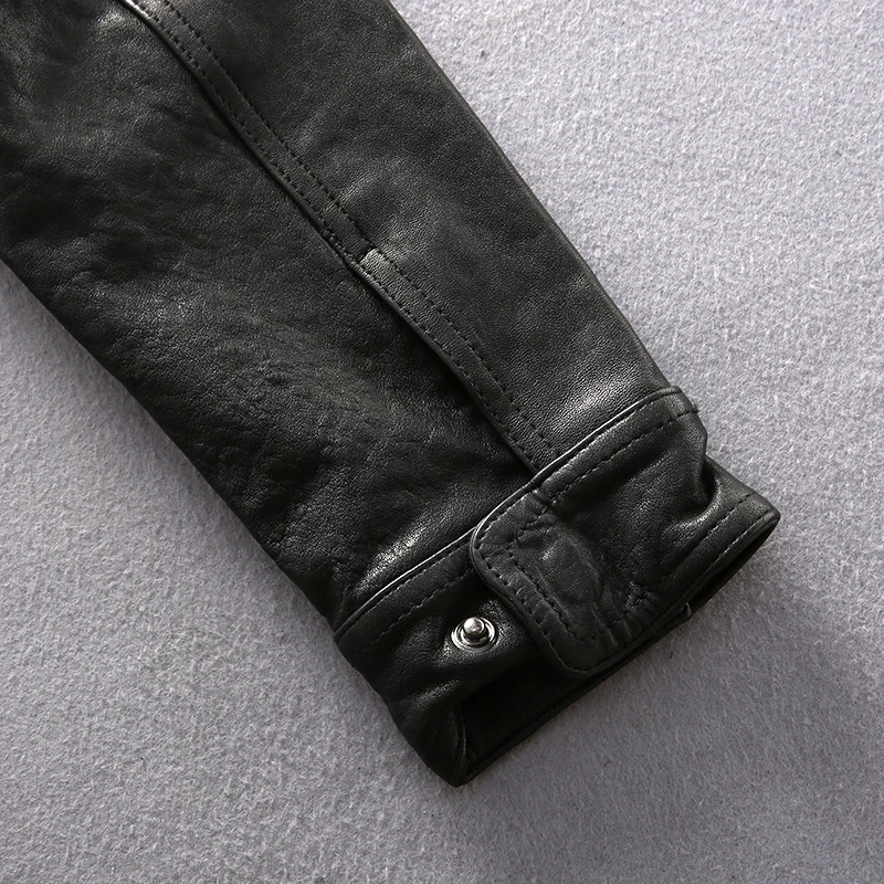 

Cow Mens Genuine Leather Coat Fashion Pocket Slim Fit Military Outerwear Jackets Free Fast Ship