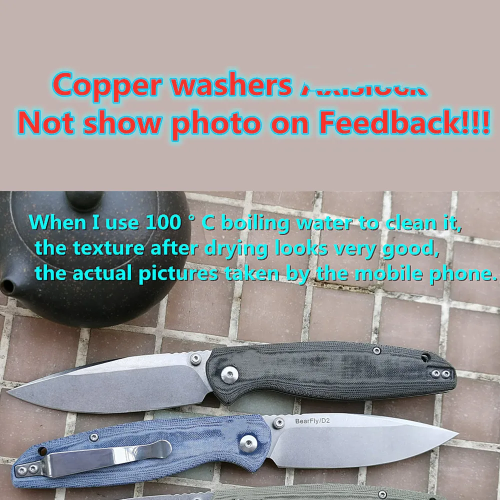 

JUFULE Copper washer BearFly D2 Blade Jeans Micarta handle camping hunting Outdoor pocket fruit EDC tool Utility folding knife