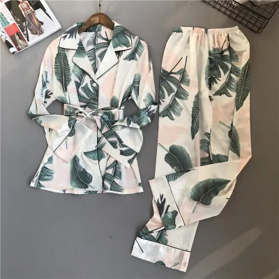 

2021 new Silk Pijama Suit Women Two Piece Set Woman Pyjama 21-307