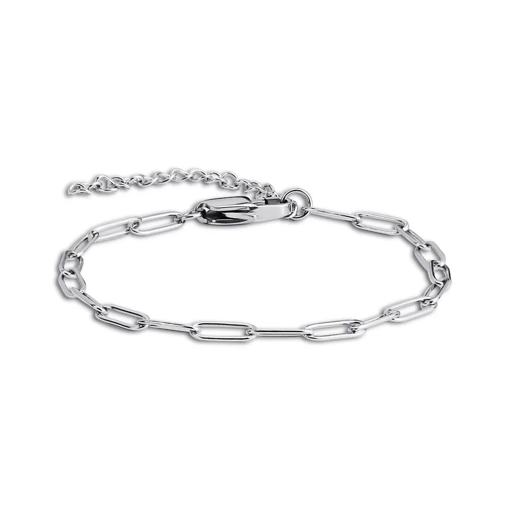 

MYLONGINGCHARM 10pcs Rectangle Shape Bracelet Chain gold Stainless steel Chain 4x10mm Paparclip Chains