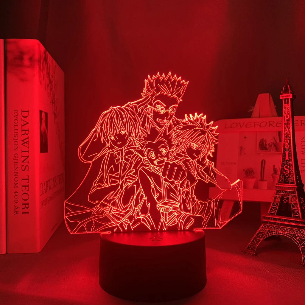 

Hxh Group Led Night Light Hunter X Hunter Killua Acrylic Neon 3d Lamp Anime Gift Color Changing Nightlight Kids Bedroom Decor