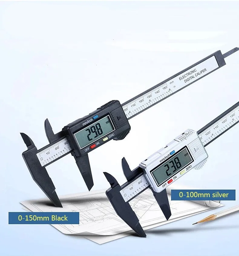 

Digital Vernier Calipers 6 inch Electronic Vernier Caliper 100mm Calliper Micrometer Digital Ruler Measuring Tool 150mm 0.1mm
