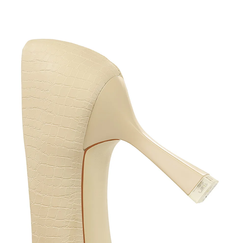 BIGTREE Shoes Fashion Women Pumps Pointed Toe Kitten Heels Stone Pattern High Heels Women Career Office Shoes Plus Size 34-43