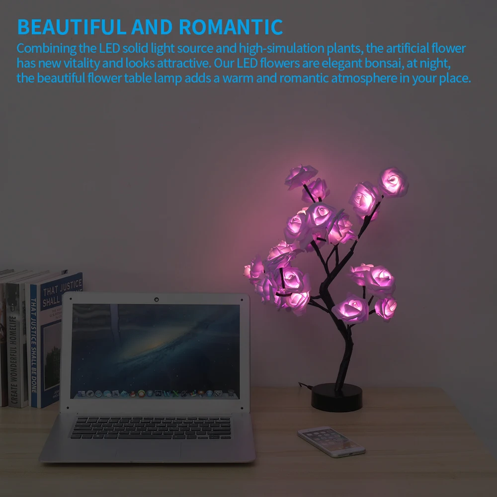 

LED Willow Branch Lamp Rose Simulation Orchid Branch Lamp Tall Vase Filled With Willow Decorated Branches For Home Decoration