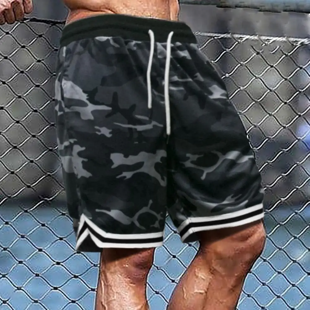 

Fitness Shorts Camouflage Design Gym Shorts Waist Drawstring Polyester Quick Dry Sports Short Trousers