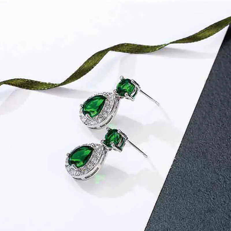 Bague Ringen, роскошные Серьги с драгоценными камнями для женщин, элегантные серьги в форме капель воды, изумрудное серебро, 925 ювелирное изделие на годовщину