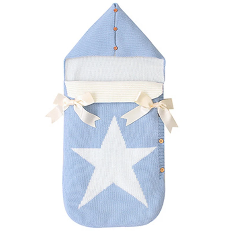 Конверты для новорожденных вязанные спальные мешки с пятью звездами Осенние