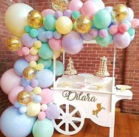 100pcsset macaron balloons garland macaron globos gold confetti globos pastel candy balloon arch for baby shower birthday decor