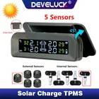 Система мониторинга давления в шинах DEVELUCK, беспроводная система контроля яркости в шинах с регулируемым солнечным ЖК-экраном, 5 TPMS USB