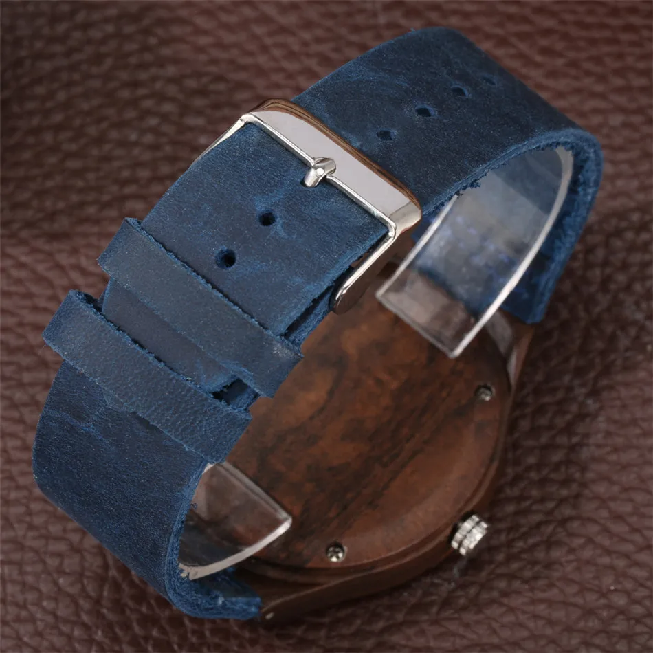 

REDFIRE Men's Zebra-wood Watch Red Seconds Display Genuine Leather Men Quartz Wooden Wristwatch Natural Real Wood Timepiece Gift