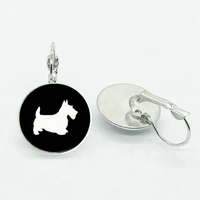 new handmade fox animal earrings retro pet dog silhouette art glass cabochon female pendant ladies gift