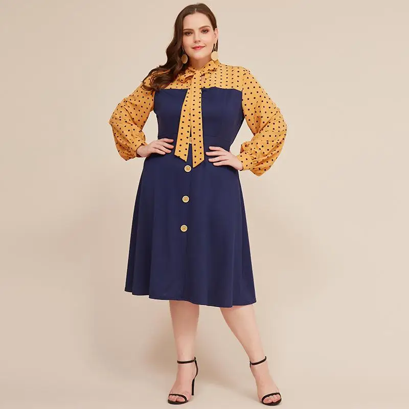 Женское платье с длинным рукавом элегантное офисное Повседневное большого