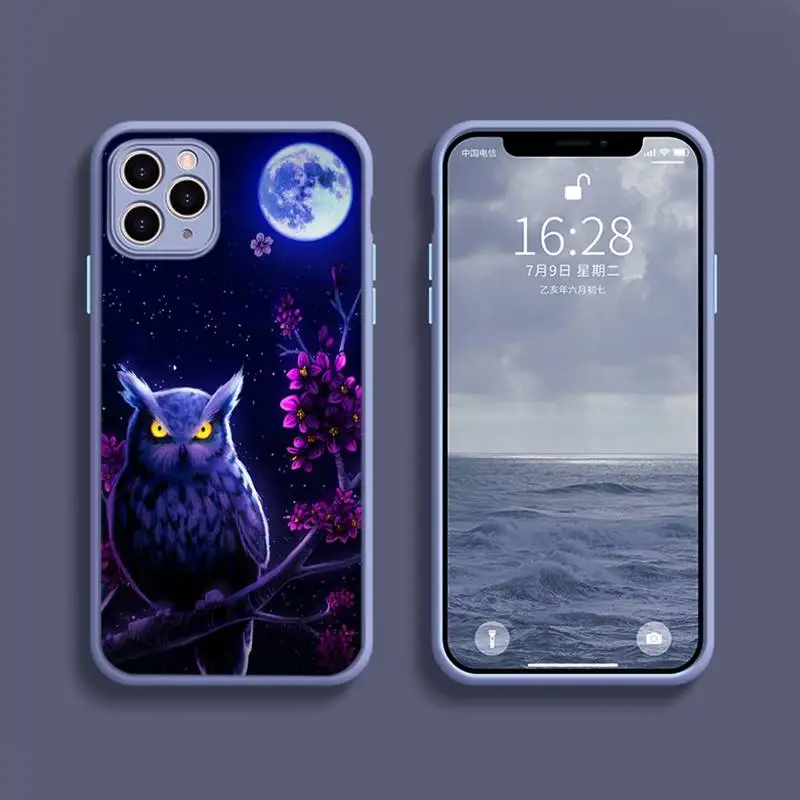 

Lovely Animal Owl Phone Case Transparent Matte For IPhone 7 8 11 12 S Mini Pro X XS XR MAX Plus Cover Shell