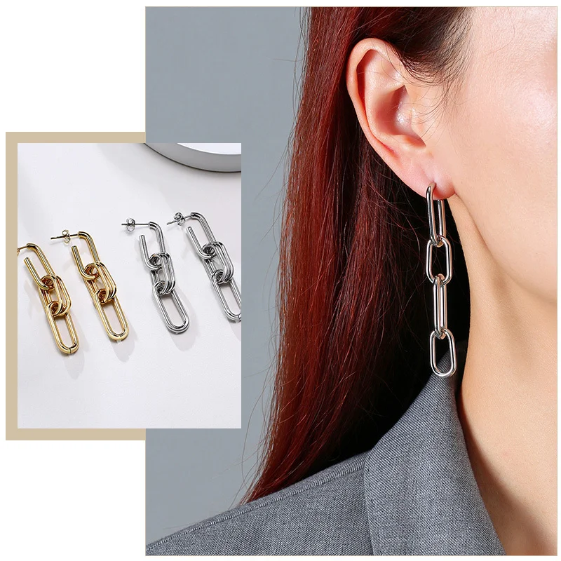 Крутые регулируемые серьги клипсы для женщин простые висячие цепочки из