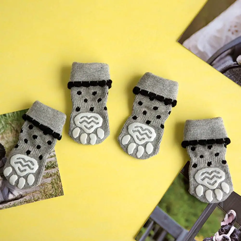 

Durable Dogs Short Socks Close Fitting Lightweight Pet Cotton Short Socks Pet Socks Dogs Socks 4Pcs