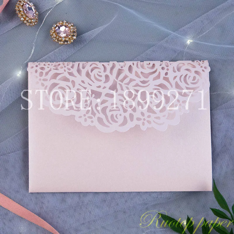 50 шт Румяна Розовые розы пустые приглашения карты с конвертом invitaciones de boda свадебные приглашения для приглашенных свадебные карточки