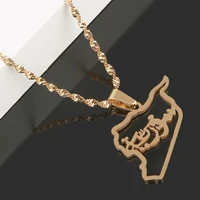 stainless steel gold color syria map pendant necklace trendy syria map outline chain jewelry