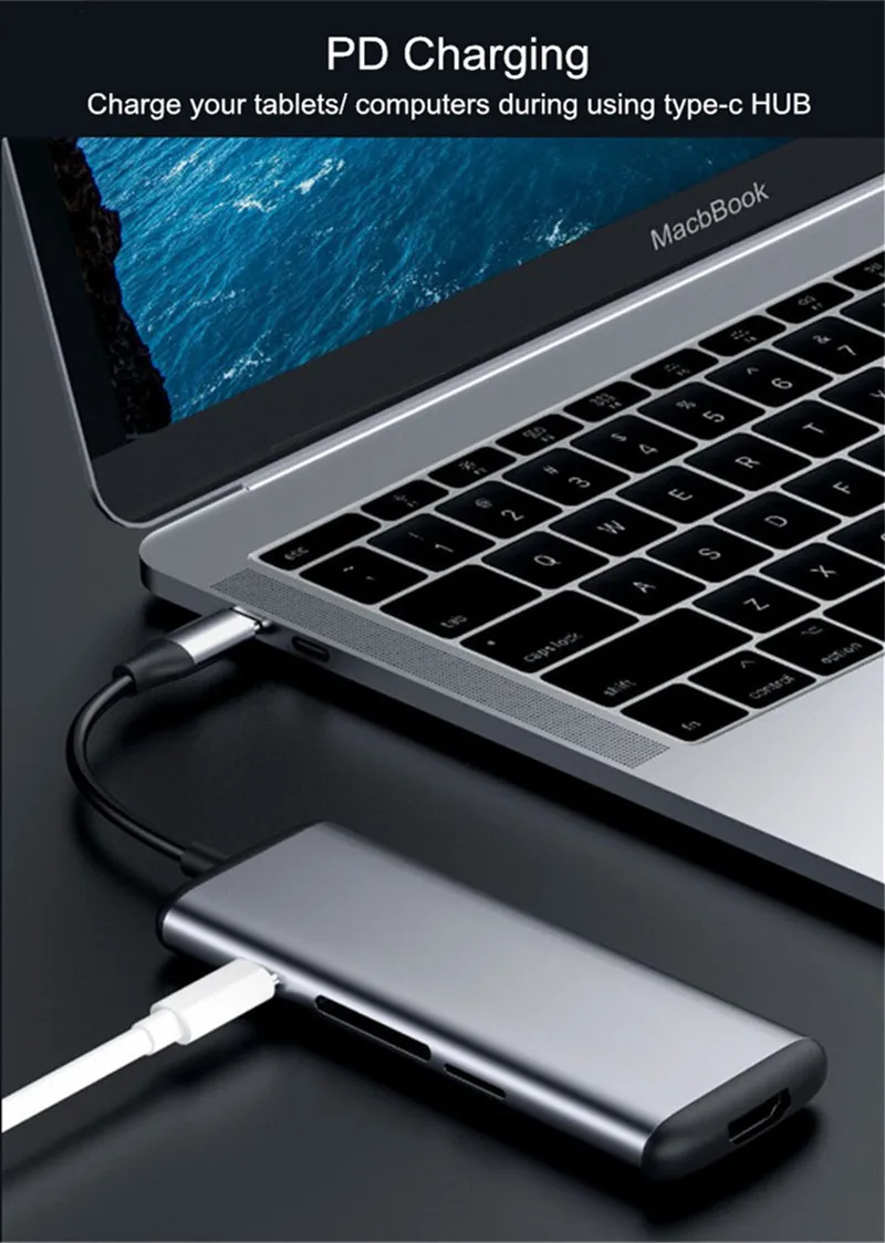 Xiaomi mijia Hagibis 6 в 1 type-c к HDMI USB 3,0 TF SD кардридер зарядка PD адаптер концентратор для iPhone мобильного телефона