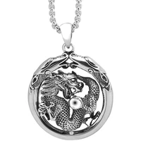 real s990 sterling silver dragon pendant male retro dragon head necklace unicorn silver pendant