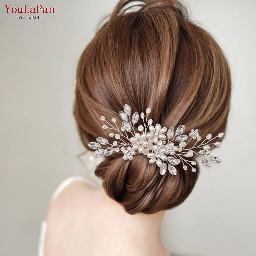 

YouLaPan HP346 Pearl Bridal Comb Hair Jewelry Rhinestone Vintage Style Comb Bridal Pieces Wedding Hair Comb Faux Pearl Headwear