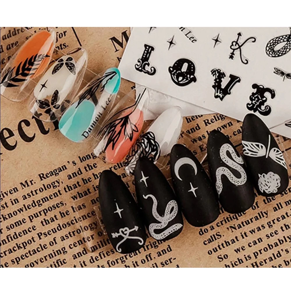 1 лист стикеров для дизайна ногтей со змеиным узором 3d-переводные наклейки