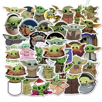 disney 50pcs anime baby yoda stickers waterproof decal travel luggage bicycle guitar trolley case cute sticker kids toys