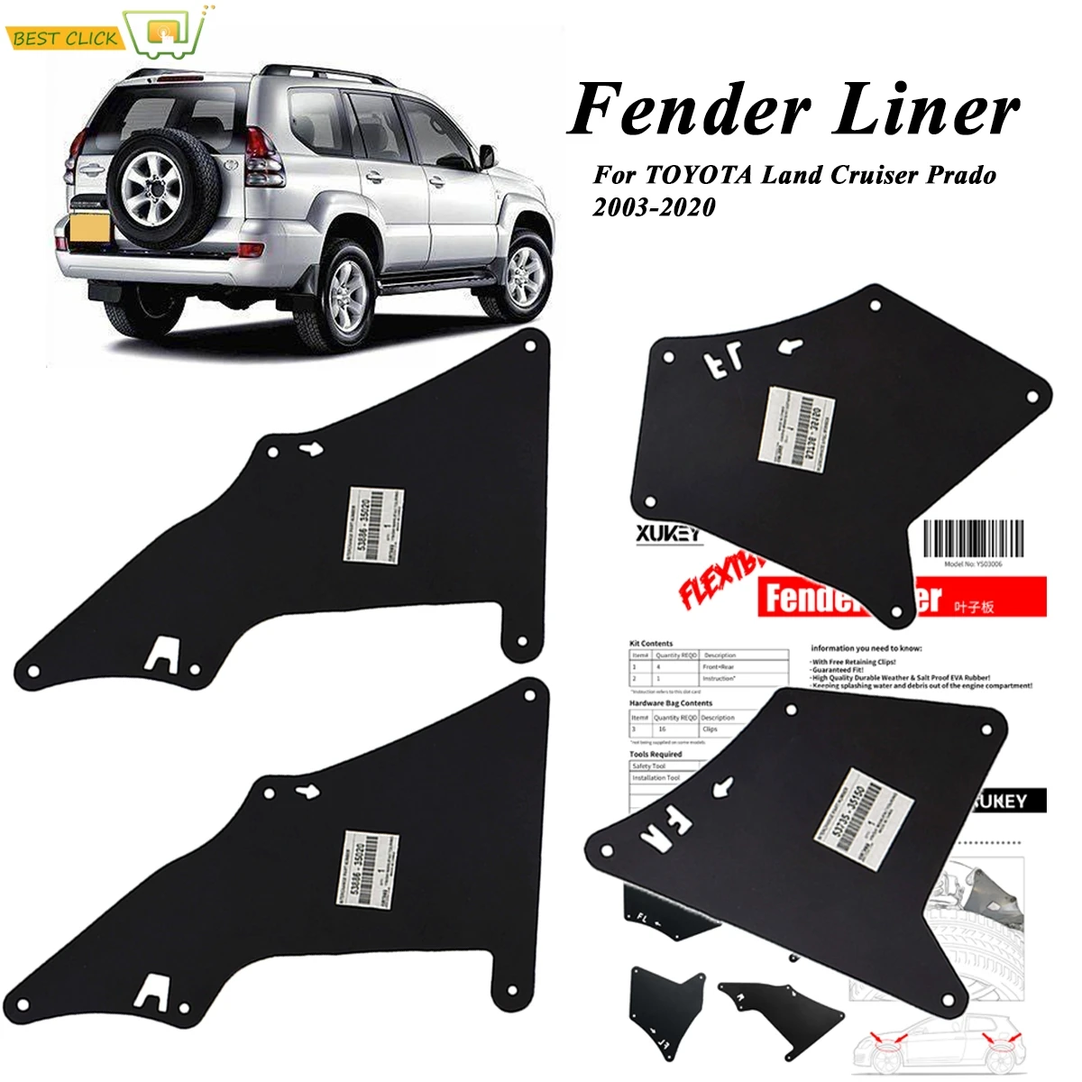 Брызговики для Toyota Land Cruiser Prado 03 20 5388635020 5373535150 5373635150|Грязезащита| |