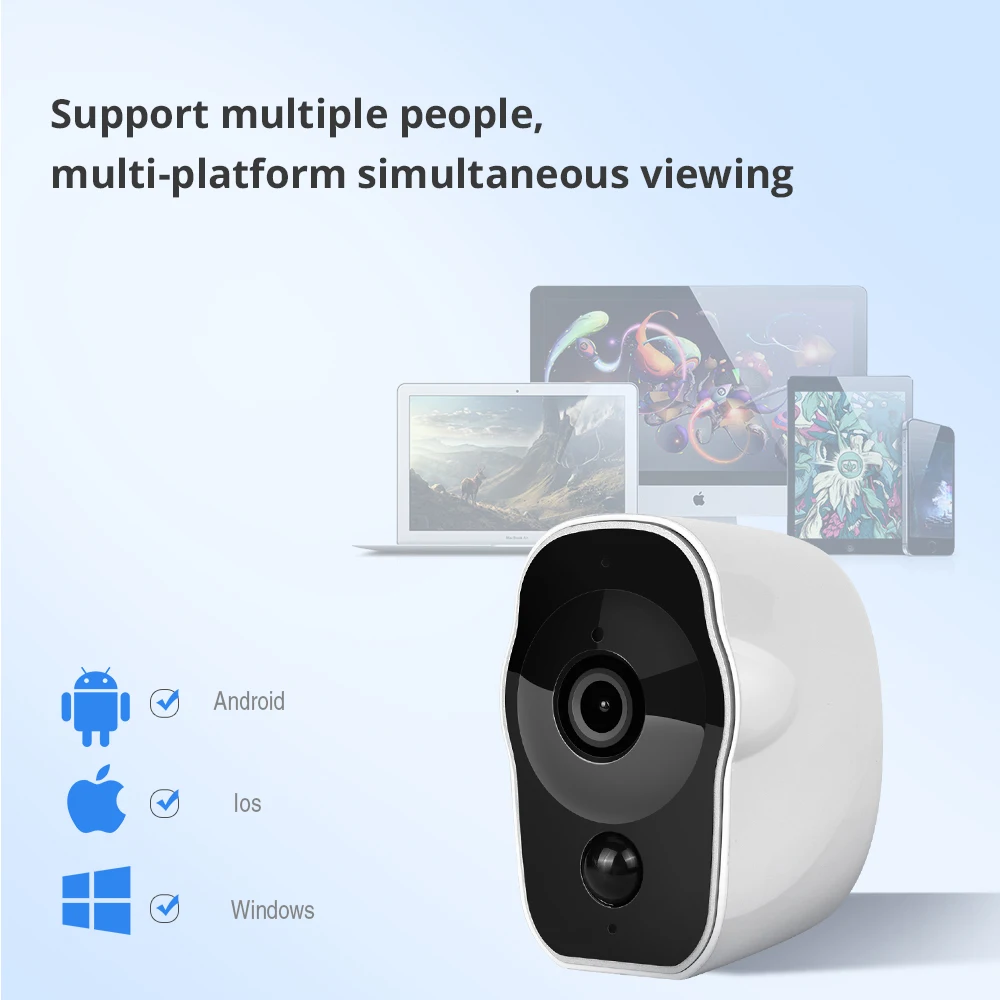 Беспроводная ip-камера с питанием от аккумулятора 1080 P, наружная Wifi камера, камера для внутреннего видеонаблюдения, перезаряжаемая/ИК/Запись/аудио/сигнализация