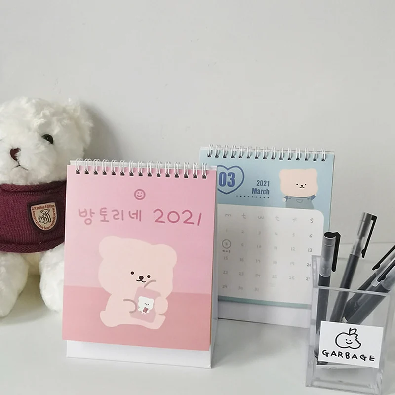Настольный календарь с мультяшным милым медведем 2021 корейский в стиле Ins