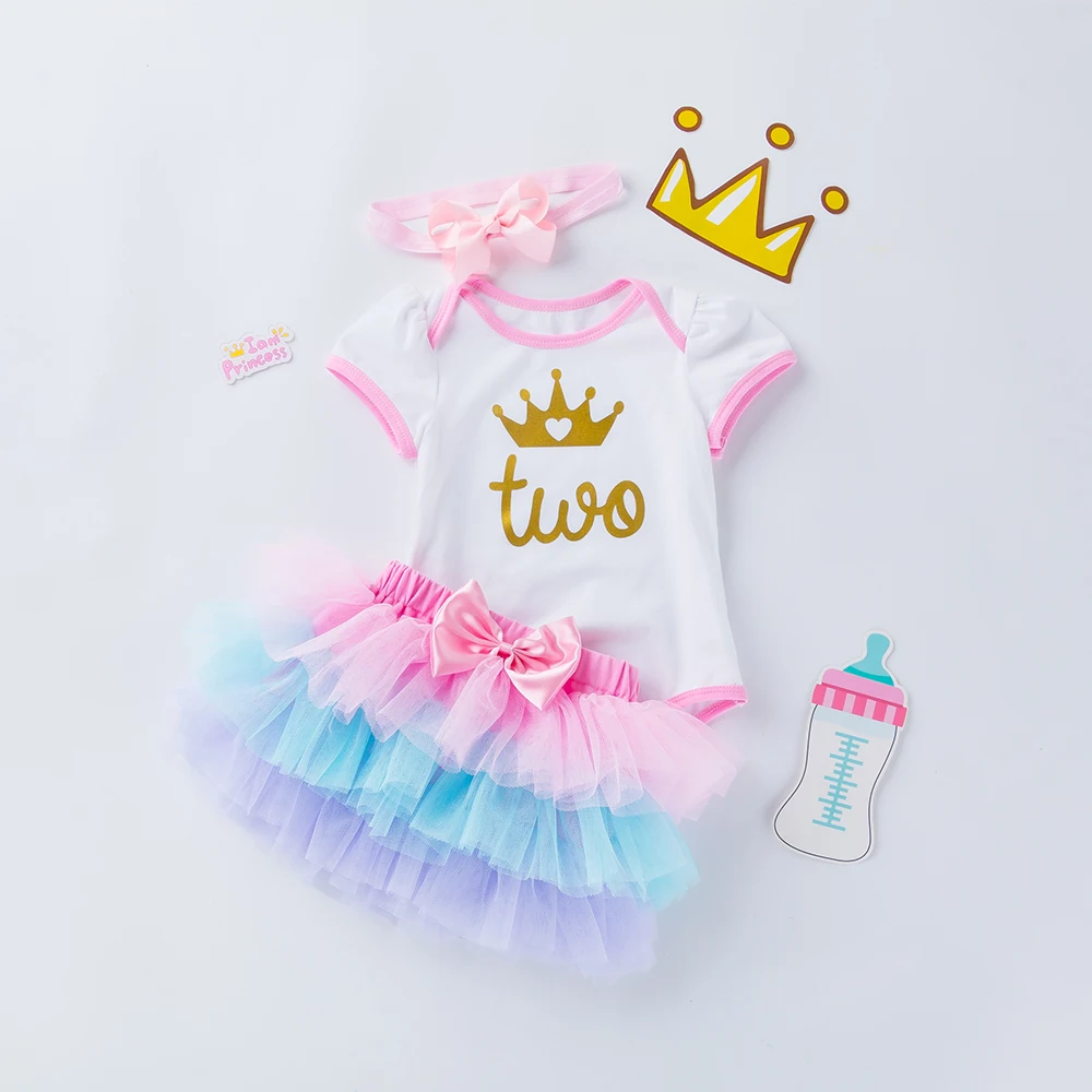 Платье с юбкой для первого дня рождения девочек на два года брендовая одежда