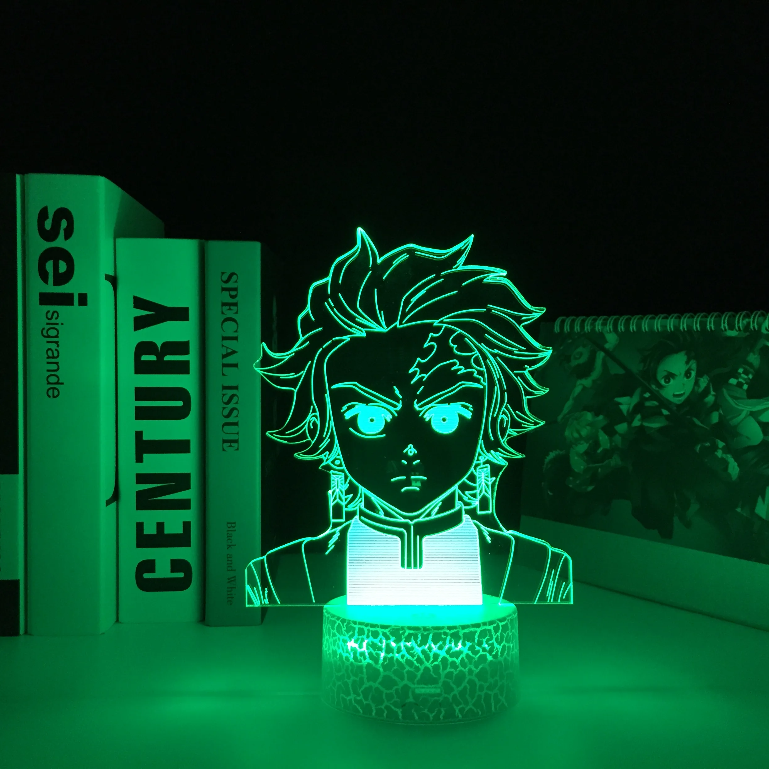 

Anime Demon Slayer Kamado Tanjirou LED White Base Night Light for Brithday Gift Bedroom Decor Light Manga Room Desk 3D Lamp