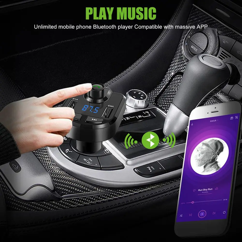 

Car Charger For Phone Bluetooth Wireless FM Transmitter MP3 Player Dual USB Charger Micro SDcard Music HandFree Car Kit.