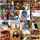 HUACAN живопись маслом по номерам кошка животные наборы для взрослых ручная роспись DIY раскраска по номеру Лев украшение дома 60х75см