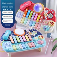new baby multi function piano phone light sound effect recognition hand drums puzzle keyboard early education machine