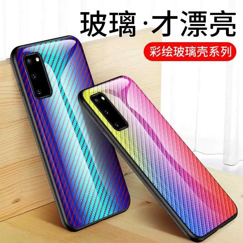 

KatyChoi Fiber Pattern Glass Case For Samsung Galaxy S20 S10 S9 S8 Plus S20 Ultra S10 Lite S10e Phone Case Cover