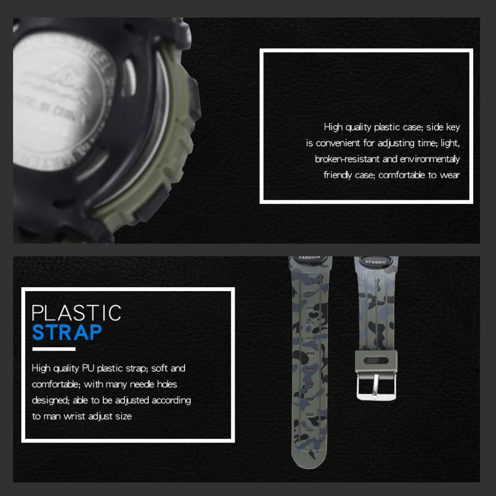 SYNOKE Sports Military Kids Digital Watches Student Children's Watch Fashion Luminous Led Alarm Camouflage Green Boy Clock