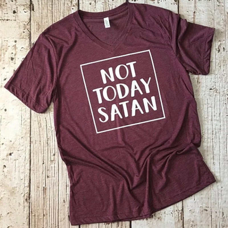 

2019 Not Today Satan T-shirts Grace Tee Top Womens Fashion Female Tshirt Tops Women Fashion Blessed Mom Tee Shirt