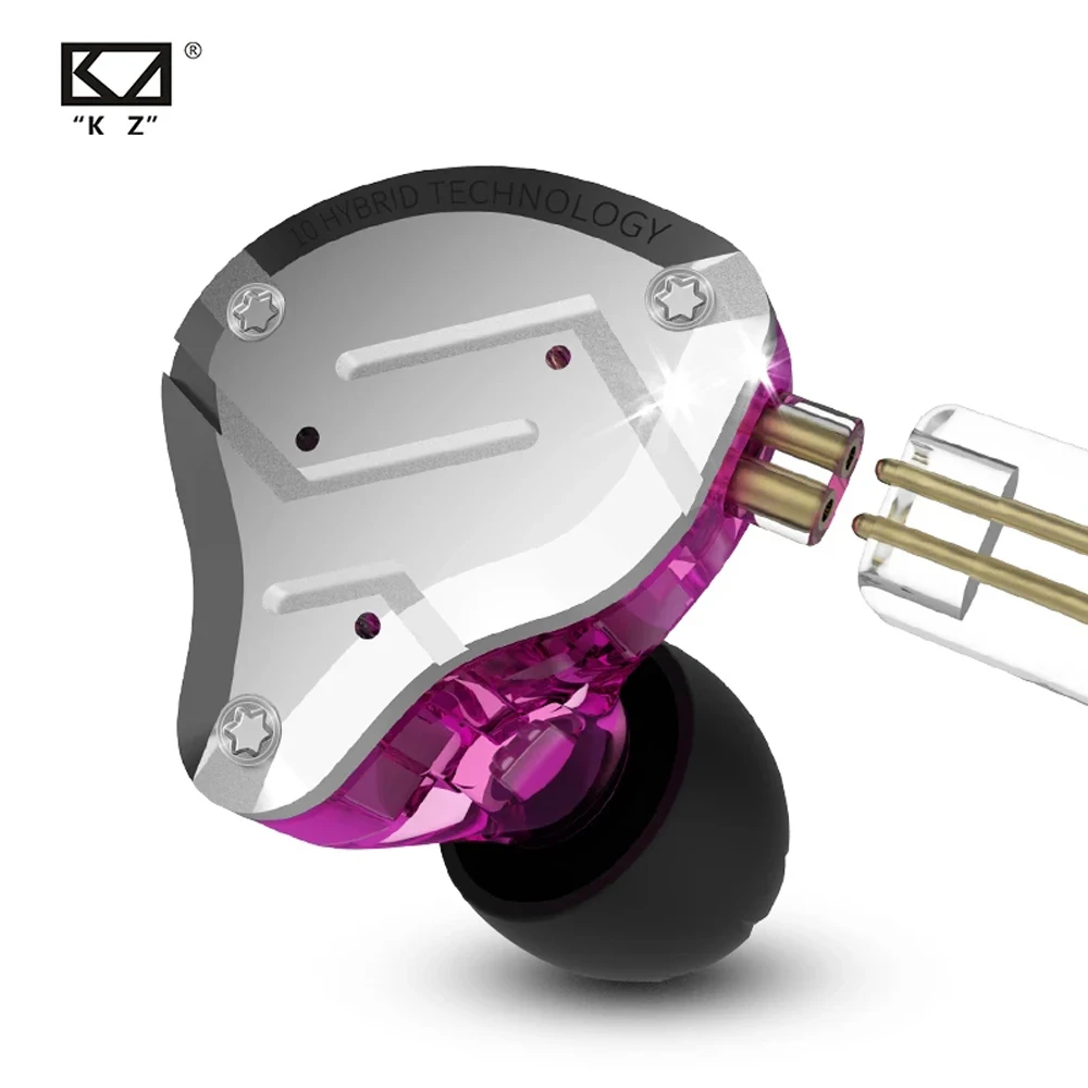 KZ ZS10 Pro металлическая гарнитура 4BA + 1DD гибридные 10 шт. HIFI басовые наушники вкладыши