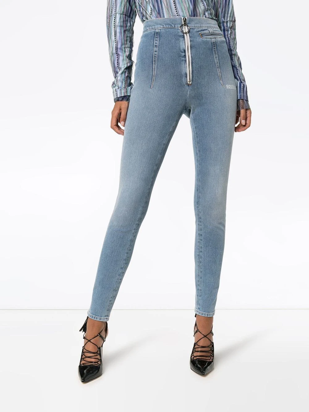 

Designer Clothes Letter Print High Waist Zipper Pencil Jeans Women