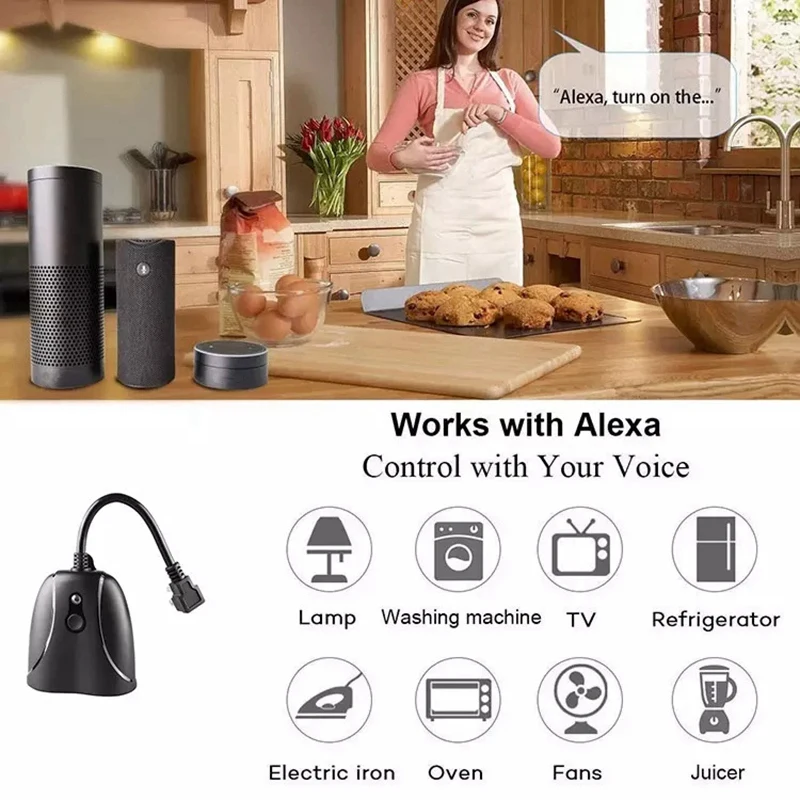 

Outdoor Waterproof Smart Plug Wireless WIFI Socket APP/Voice Control Dual Outlets Adaptor EU Plug