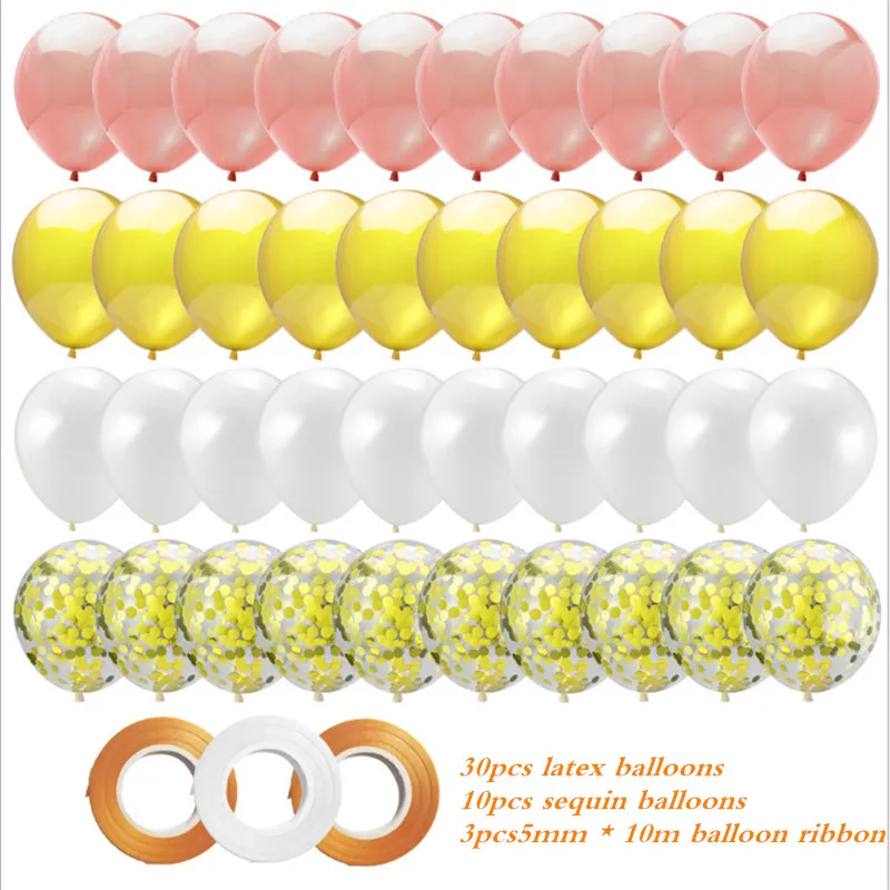 40 шт. латексный разноцветный воздушный шар с пайетками розового золота детский