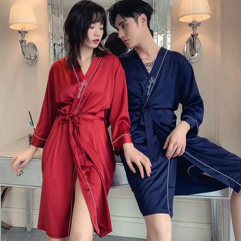 Весеннее утреннее платье имитирует шелковую одежда для сна влюбленных женская