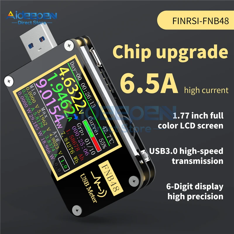 FNB48 PD триггер Вольтметр Амперметр ток и вольтметр USB тестер er QC4 + PD3.0 2 0 PPS протокол