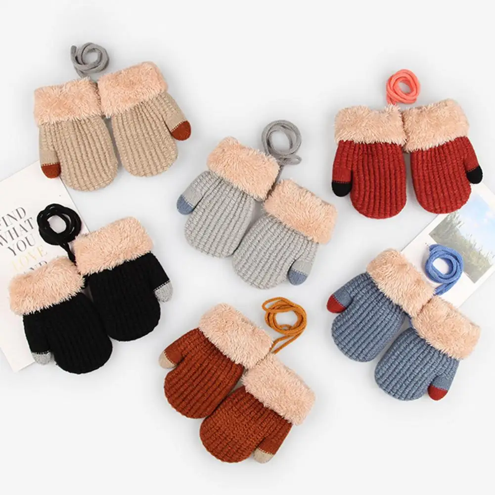 

1 Pair Hanging Neck Gloves Excellent Knitted Soft Hanging Neck Gloves Kids Gifts Practical Children's Gloves