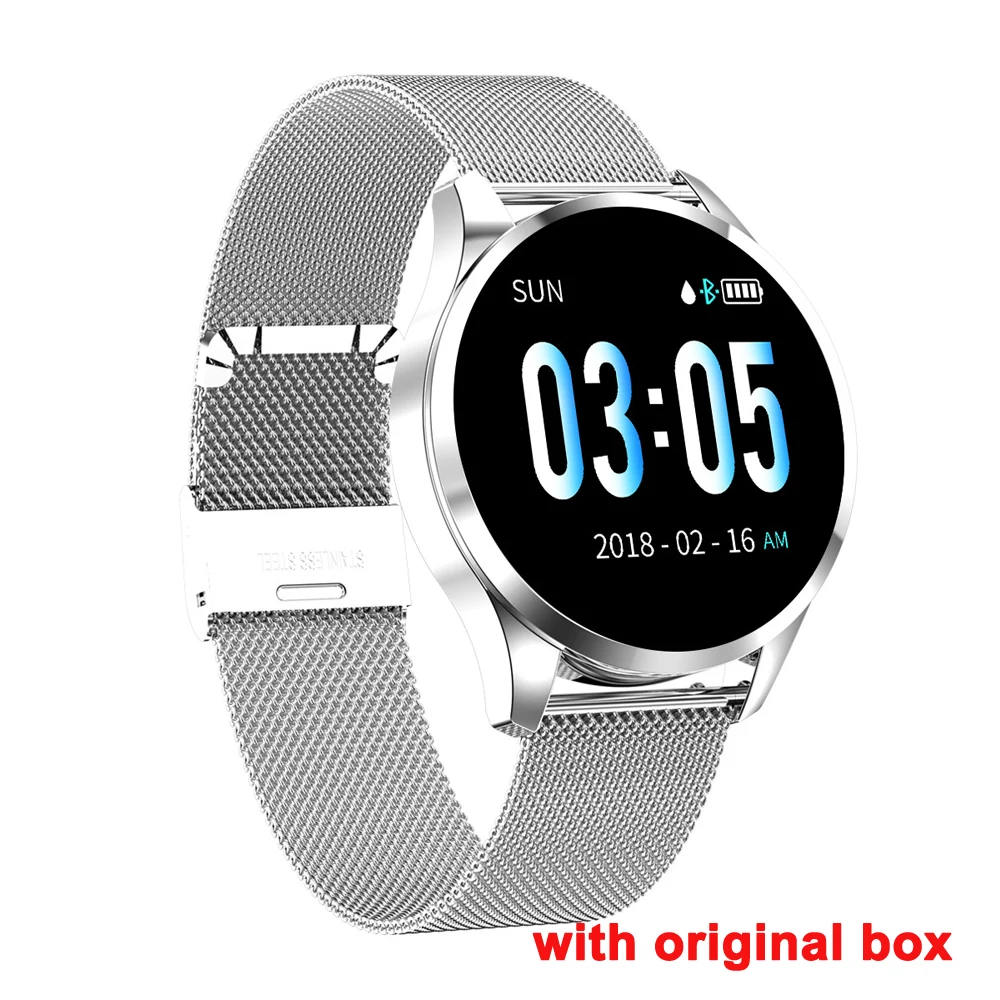 Sliver steel strap Умные часы Q9, водонепроницаемые, с напоминанием о звонках, умные часы для мужчин, с монитором сердечного ритма, модный фитнес-трекер, смарт-браслет, мужские часы - Цвет: Sliver steel strap