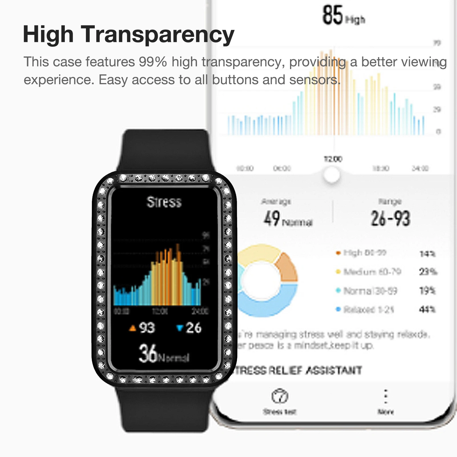 

New PC Case Protective Cover Screen Protector for HUAWEI Watch Fit Watch single row diamond case PC material Protective Case