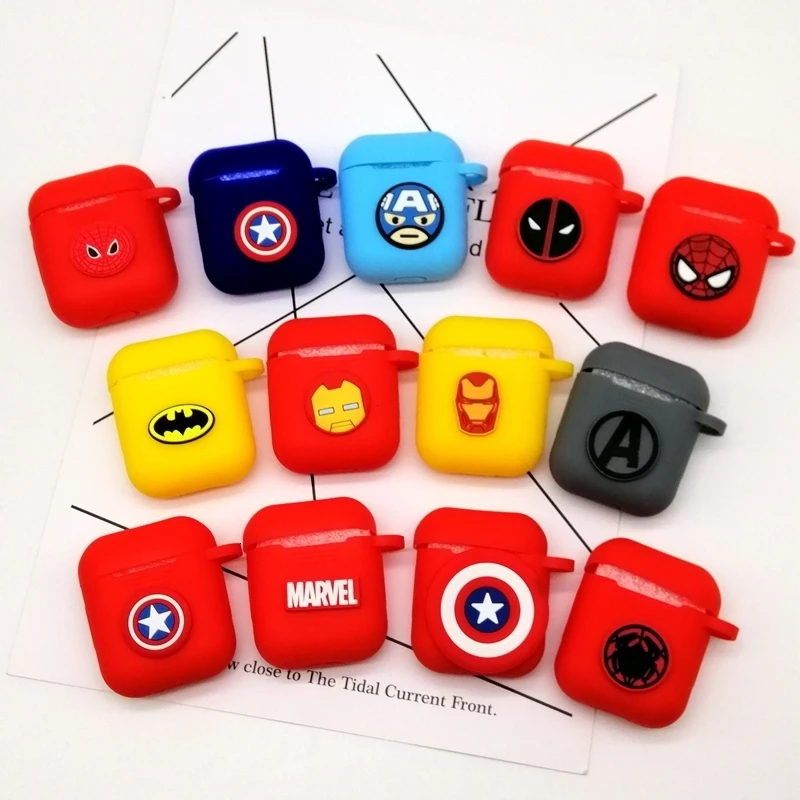 Marvel, Человек-паук, Супермен, беспроводные наушники, Airpods, чехол, сумка для Apple AirPods1/2, черный, красный, Бэтмен, bluetooth-гарнитура, коробка