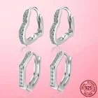 Женские серьги-кольца серебряного цвета, в форме сердца