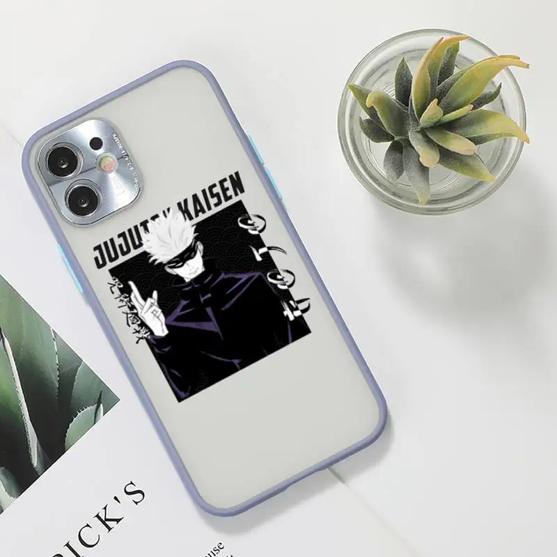 

Jujutsu Kaisen Anime Cartoon Phone Case For iPhone 12 11 Mini Pro XR XS Max 7 8 Plus X Matte transparent Gray Back Cover